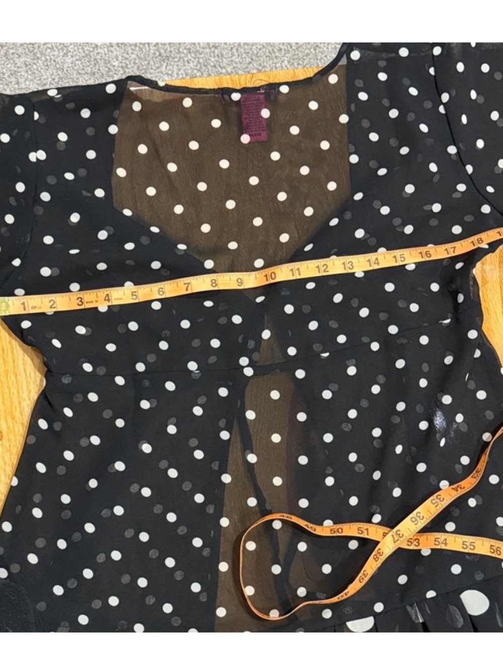 Betsey Johnson Black & White Polka Dot Tie Front Coverup - Picture 7 of 7